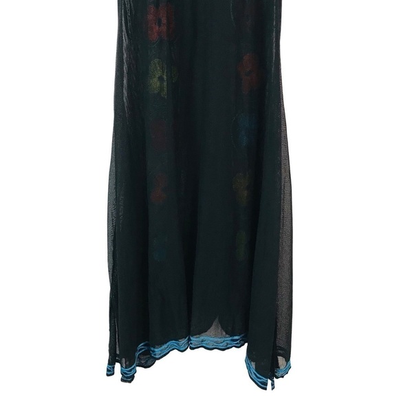 Roja Ethnic Bohemian Hand Embroidered Colorful Floral Mesh Side Slits Maxi Dress - Picture 8 of 10